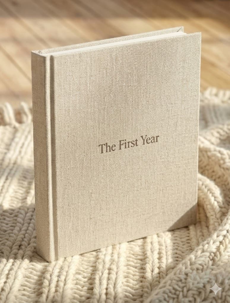 The First Year linen-bound baby book